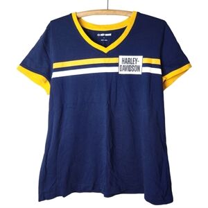 Harley Davidson Essential V-Neck Ringer Tshirt Womens XL